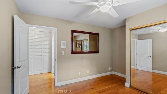 12782 Periwinkle Dr, North Tustin, CA 92705 - unfurnished bedroom featuring light wood-style floors, baseboards, and ceiling fan