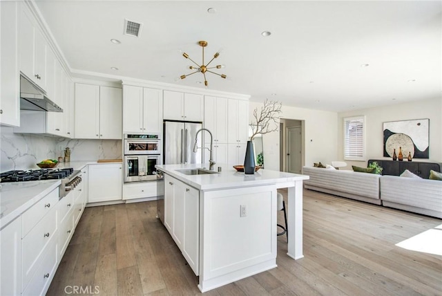 118 Tritone, Irvine, CA 92602 - kitchen featuring a sink, light wood-style flooring, visible vents, and appliances with stainless steel finishes