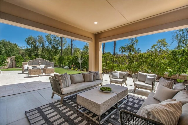 view of patio / terrace featuring an outdoor hangout area