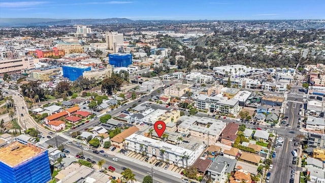 drone / aerial view with a city view