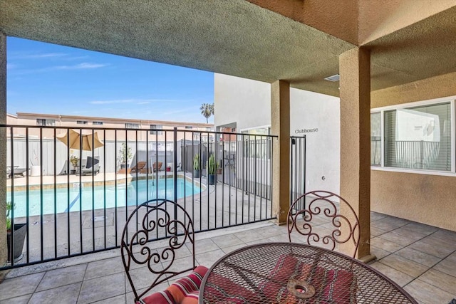 balcony with a patio area