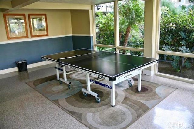 rec room with baseboards