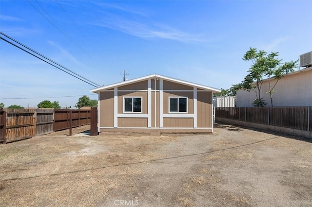 back of house with a fenced backyard