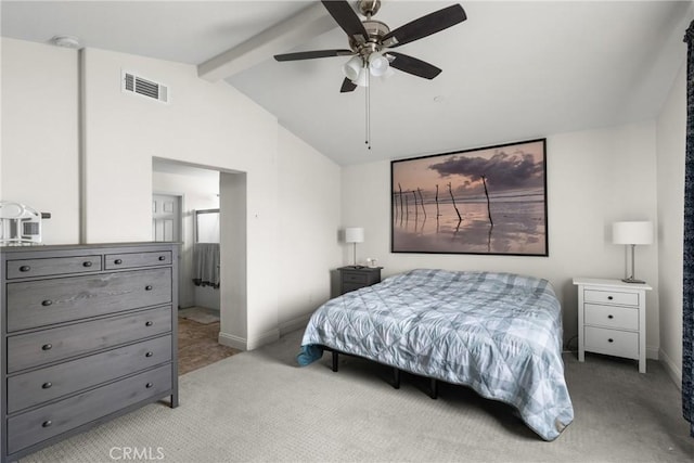 4575 Castillo Dr, Guadalupe, CA 93434 - carpeted bedroom featuring baseboards, ensuite bath, and ceiling fan
