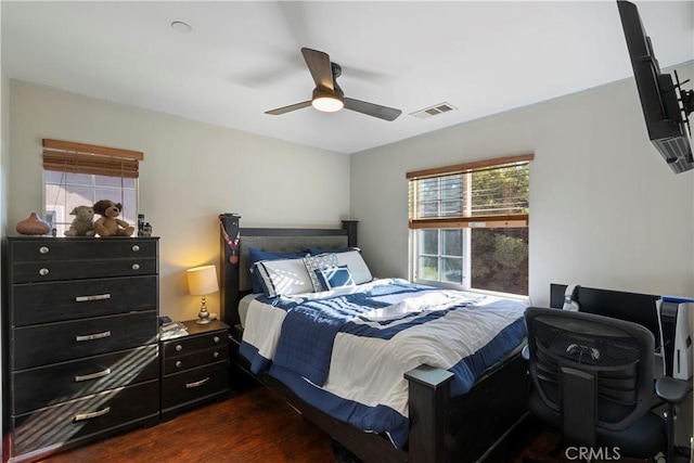 6239 Longmeadow St, Riverside, CA 92505 - bedroom featuring dark wood-type flooring and ceiling fan