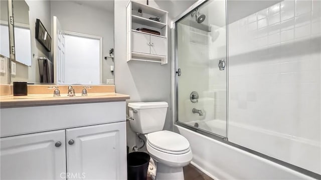 24939 Coral Canyon Rd, Corona, CA 92883 - bathroom with enclosed tub / shower combo, vanity, and toilet
