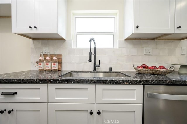 4548 Jade St, Los Angeles, CA 90032 - kitchen featuring a sink, dishwasher, white cabinets, and tasteful backsplash