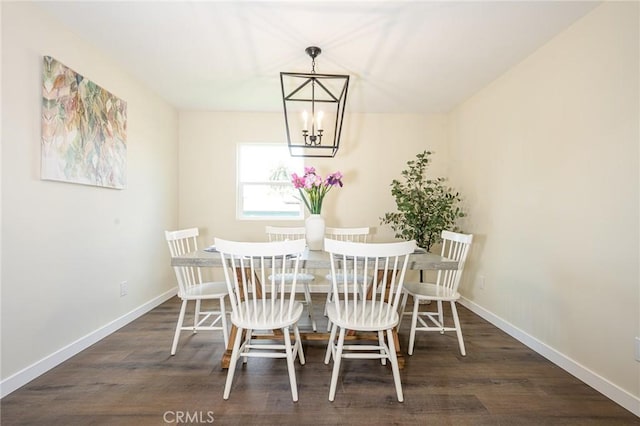 4548 Jade St, Los Angeles, CA 90032 - dining space with baseboards, wood finished floors, and a notable chandelier