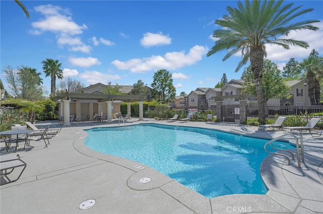 7353 W Ellena W Unit 83, Rancho Cucamonga, CA 91730 - community pool with a residential view, a patio area, and a pergola