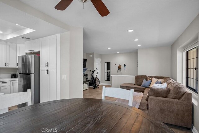 18114 Erik Ct Unit 5131, Canyon Country, CA 91387 - living room with ceiling fan, recessed lighting, wood finished floors, and baseboards