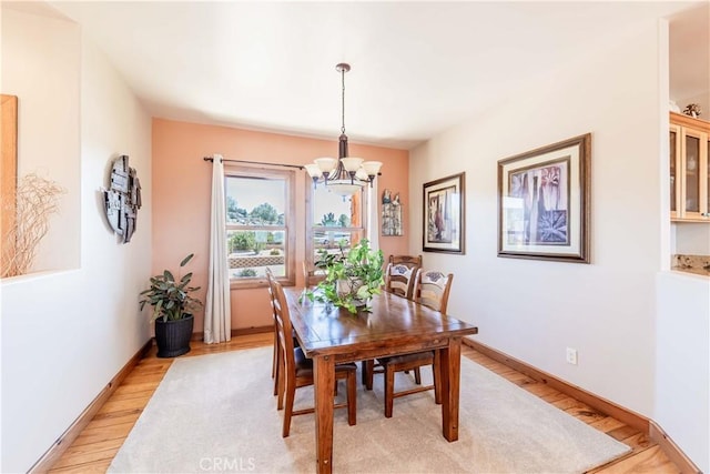 35155 Sawh Ct, Sage, CA 92544 - dining space with light wood finished floors, a chandelier, and baseboards