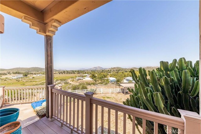 35155 Sawh Ct, Sage, CA 92544 - wooden terrace featuring a mountain view and fence