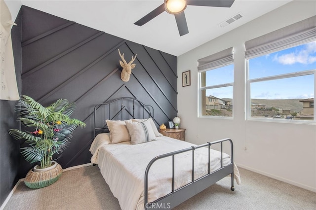 18147 Jupiter Ln, Saugus, CA 91350 - carpeted bedroom with a ceiling fan and baseboards