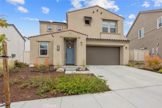 18147 Jupiter Ln, Saugus, CA 91350 - mediterranean / spanish-style house featuring stucco siding, driveway, an attached garage, and a tile roof