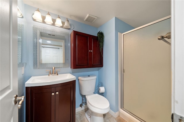 45628 Gleneagles Ct, Temecula, CA 92592 - full bathroom with vanity, toilet, visible vents, and a stall shower