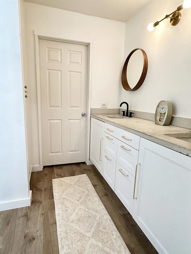 10525 Flora Verda Ct, Santee, CA 92071 - bathroom featuring vanity, baseboards, and wood finished floors
