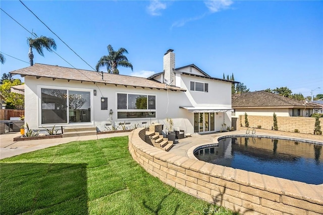 1110 Arbolita Dr, La Habra, CA 90631 - rear view of property with stucco siding, a patio area, and a chimney
