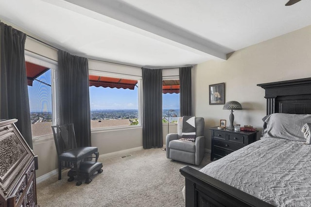 4331 Summit Dr, La Mesa, CA 91941 - bedroom featuring carpet, baseboards, and beamed ceiling