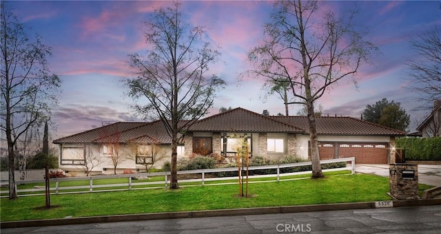 5528 Morning Star Dr, Alta Loma, CA 91737 - single story home featuring fence, an attached garage, a front yard, a tiled roof, and driveway