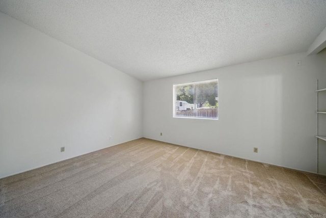 spare room featuring carpet and a textured ceiling