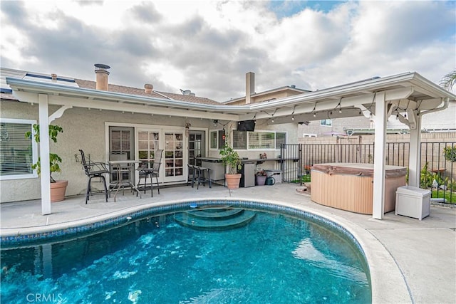 2650 Belburn Pl, Simi Valley, CA 93065 - view of pool with a hot tub, fence, a patio area, and french doors
