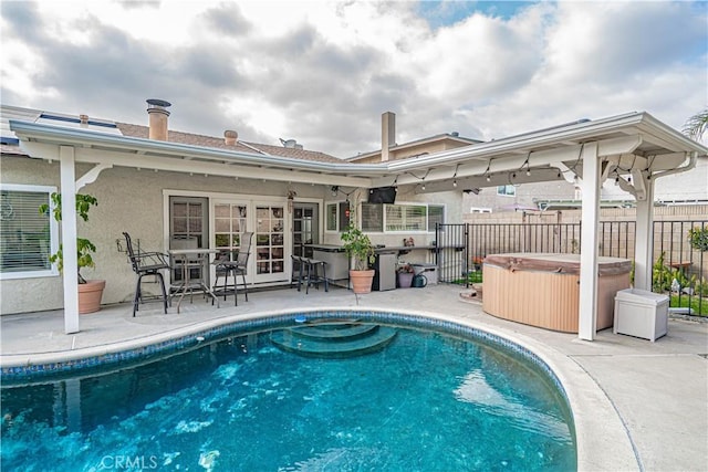 2650 Belburn Pl, Simi Valley, CA 93065 - view of pool featuring a hot tub, a patio, and french doors