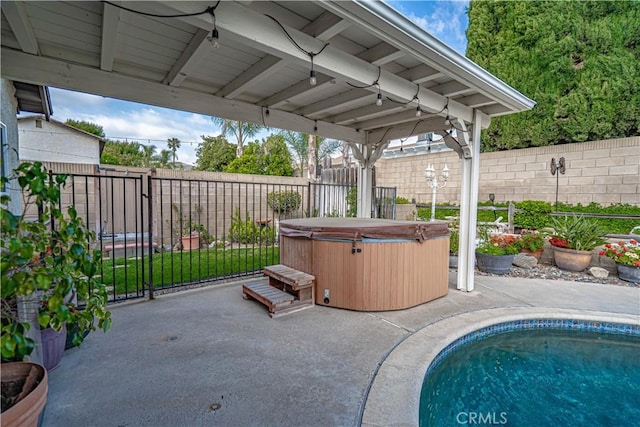 2650 Belburn Pl, Simi Valley, CA 93065 - view of pool featuring a hot tub, a patio area, and a fenced backyard