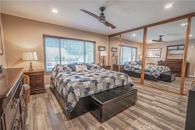 2650 Belburn Pl, Simi Valley, CA 93065 - bedroom featuring wood finished floors, recessed lighting, ceiling fan, and baseboards