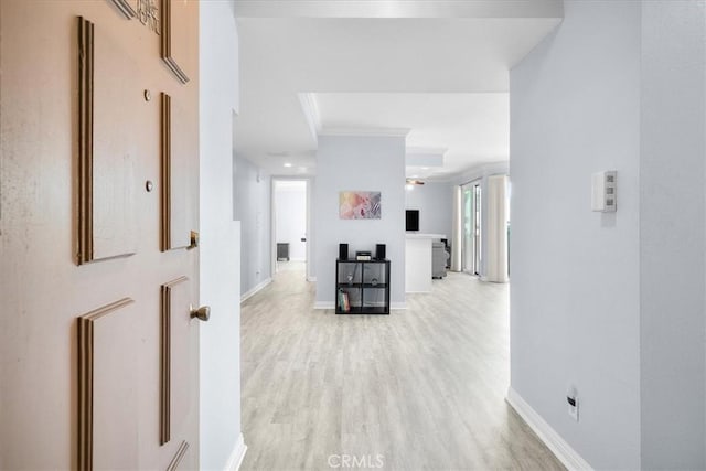 5216 Yarmouth Ave Unit 106, Encino, CA 91316 - hall featuring baseboards, ornamental molding, and light wood-style floors