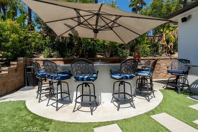 view of patio with outdoor dry bar