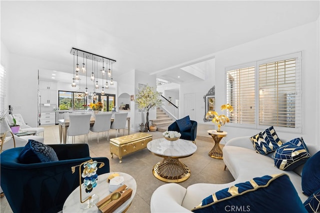 5 Westchester Ct, Coto De Caza, CA 92679 - living room featuring stairway and arched walkways