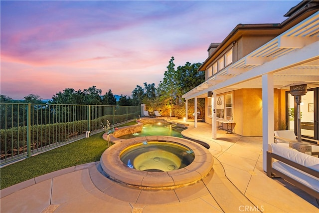 5 Westchester Ct, Coto De Caza, CA 92679 - view of pool featuring an in-ground hot tub, a patio, a fenced backyard, and a pergola