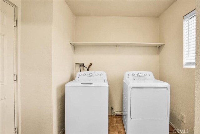 60803 Division St, Joshua Tree, CA 92252 - laundry room with washing machine and clothes dryer and tile patterned flooring