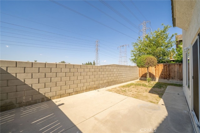 view of patio featuring a fenced backyard