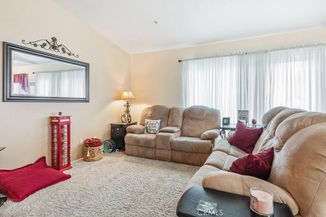 living area with carpet