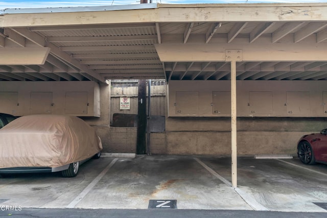 view of covered parking lot