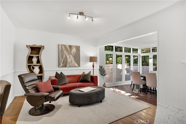 living area featuring wood finished floors
