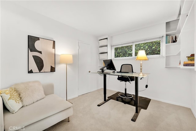 office with baseboards and carpet