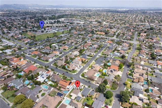 aerial view with a residential view