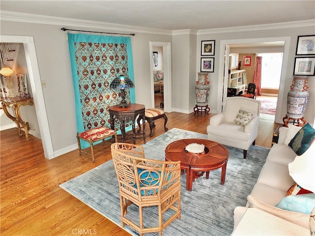 3835 California Ave, Long Beach, CA 90807 - living area with ornamental molding, wood finished floors, and baseboards