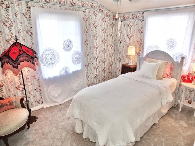 3835 California Ave, Long Beach, CA 90807 - carpeted bedroom with wallpapered walls