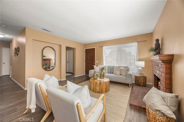 3881 Valle Vista Dr, Chino Hills, CA 91709 - living room featuring wood finished floors, baseboards, and a fireplace