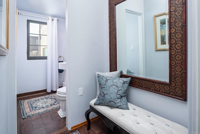 living area featuring baseboards
