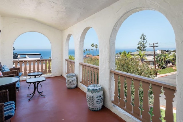 balcony with a water view