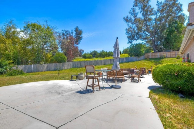 view of patio with a fenced backyard