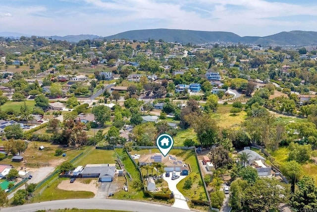 bird's eye view with a mountain view and a residential view