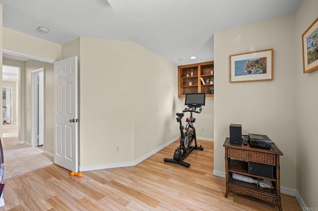 1752 Cottonwood Dr, Vista, CA 92081 - workout area featuring light wood-style flooring, baseboards, and recessed lighting