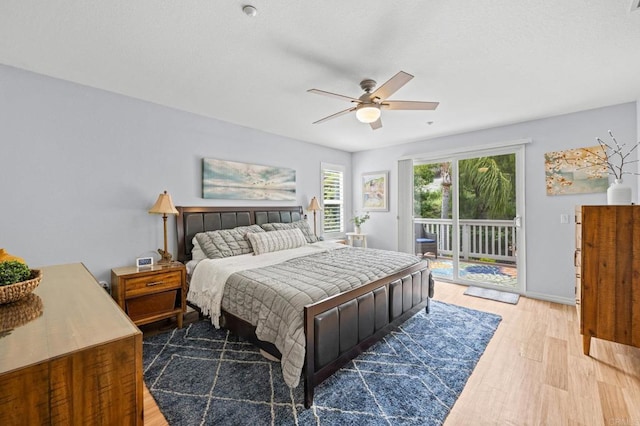 1752 Cottonwood Dr, Vista, CA 92081 - bedroom with access to outside, wood finished floors, baseboards, and a ceiling fan