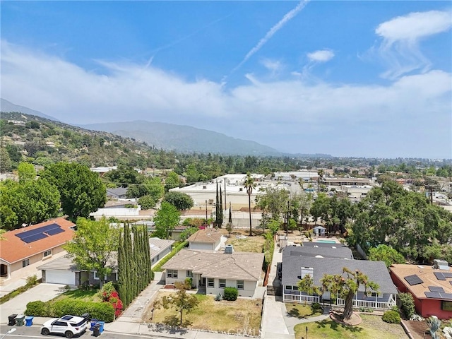 aerial view with a mountain view and a residential view