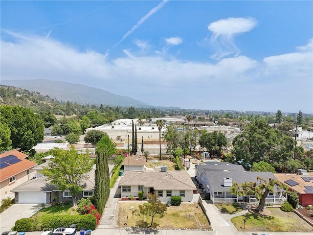 birds eye view of property featuring a residential view and a mountain view